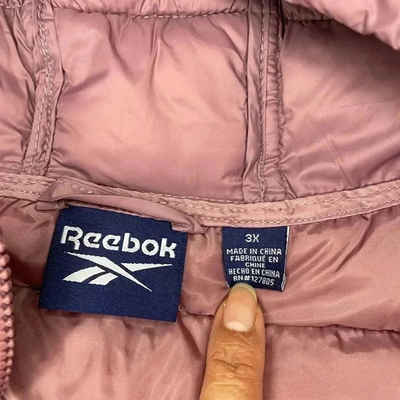 Reebok Women's Midweight Dusty Rose Puffer Coat  sz 3 X - Picture 2 of 9